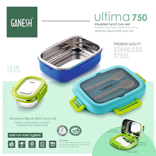 Ganesh Ultima Insulated Airtight Leak-Proof Lunch Box for Office, School, Picnic - Plastic -750ml - Purple - Image 5