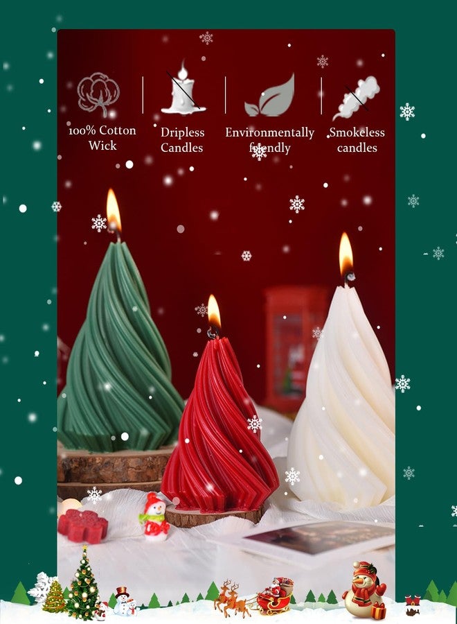 LPUSA Christmas Tree Candle Spiral Pillar Candles Scented Soy Wax,Christmas Table Decor,Winter Centerpieces,Fireplace Mantel, Seasonal Home Decor，Set of 3,Green - Image 5