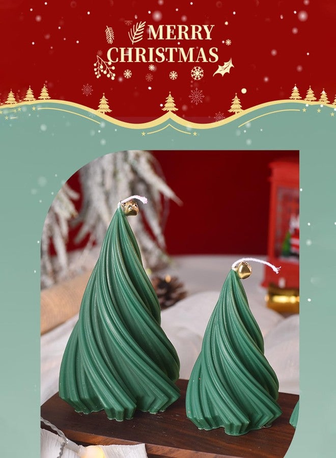 LPUSA Christmas Tree Candle Spiral Pillar Candles Scented Soy Wax,Christmas Table Decor,Winter Centerpieces,Fireplace Mantel, Seasonal Home Decor，Set of 3,Green - Image 3