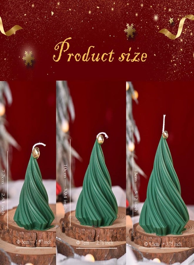 LPUSA Christmas Tree Candle Spiral Pillar Candles Scented Soy Wax,Christmas Table Decor,Winter Centerpieces,Fireplace Mantel, Seasonal Home Decor，Set of 3,Green - Image 2