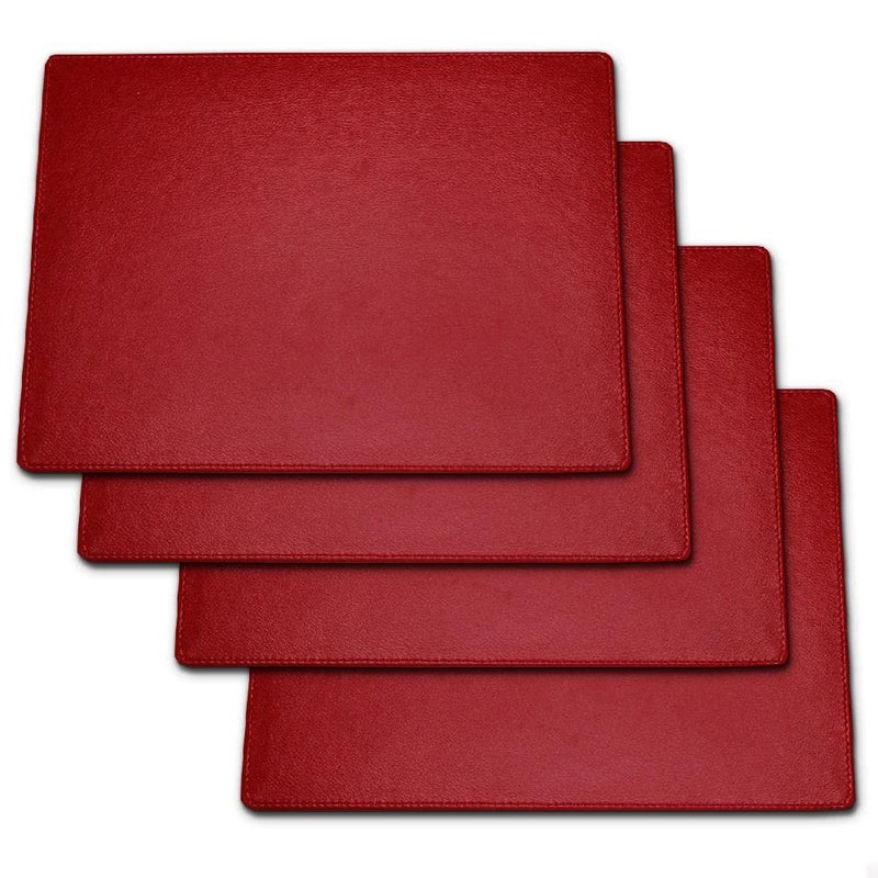 Rising Bloom Faux Leather Placemats for Dinner Table - Pack of 4 (Red (Plain)) - Image 1