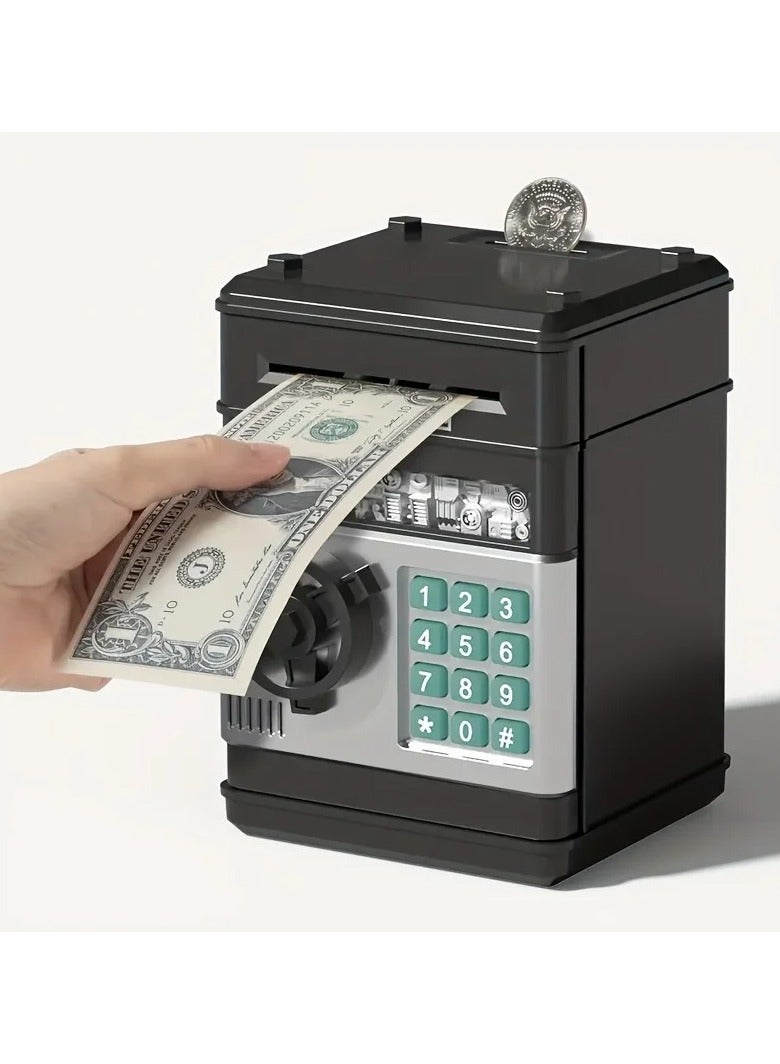 Electronic Money Saving Bank With Password Unique Detailed Design Durable Black - Image 1