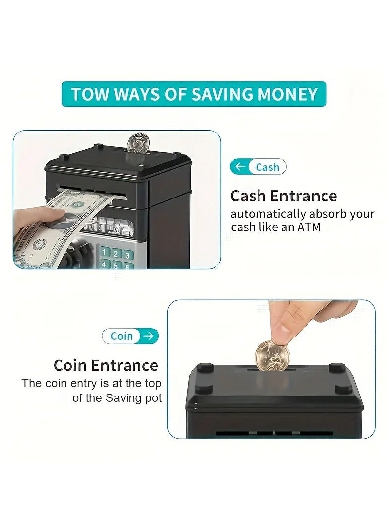 Electronic Money Saving Bank With Password Unique Detailed Design Durable Black - Image 2