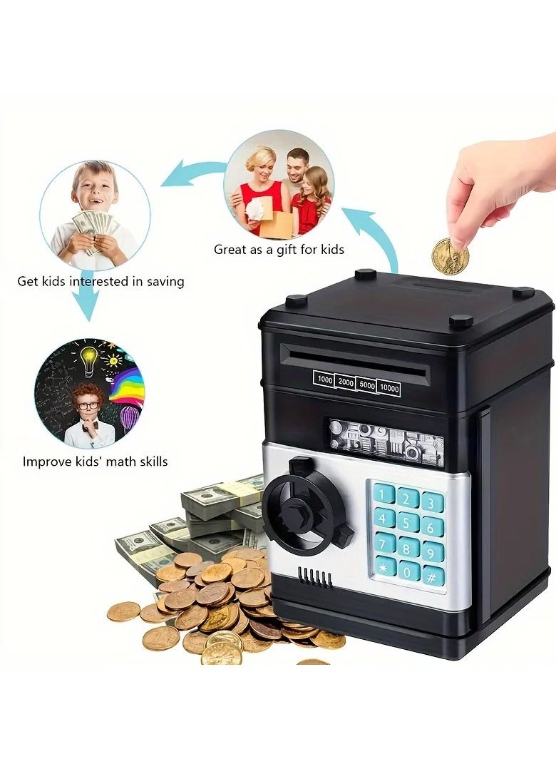 Electronic Money Saving Bank With Password Unique Detailed Design Durable Black - Image 3