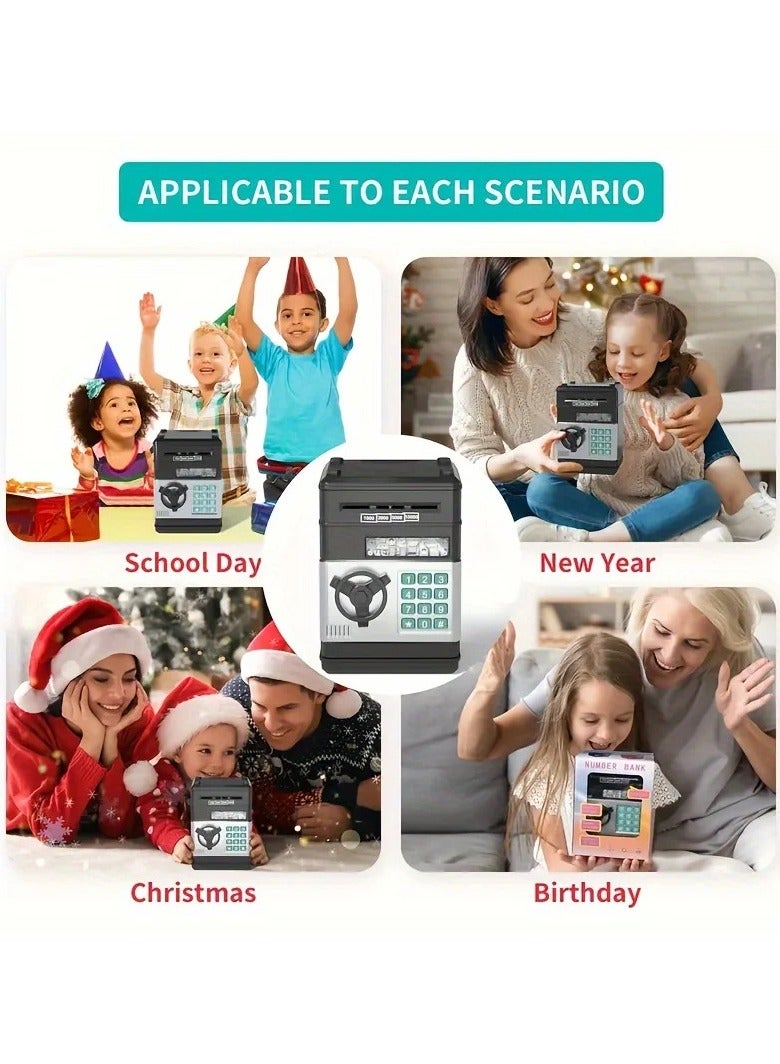 Electronic Money Saving Bank With Password Unique Detailed Design Durable Black - Image 5