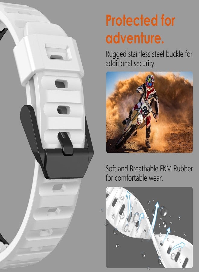 WINGLE FKM Rubber Bands for Apple Watch Band Ultra 3/2/1 Band Ultra 49mm Series 11 10 46mm 45mm 44mm 42mm SE 3/2/1 9 8 7 6 5 4 3 Men, Military Rugged Metal Connector Silicone iWatch Sport Bands, White - Image 4