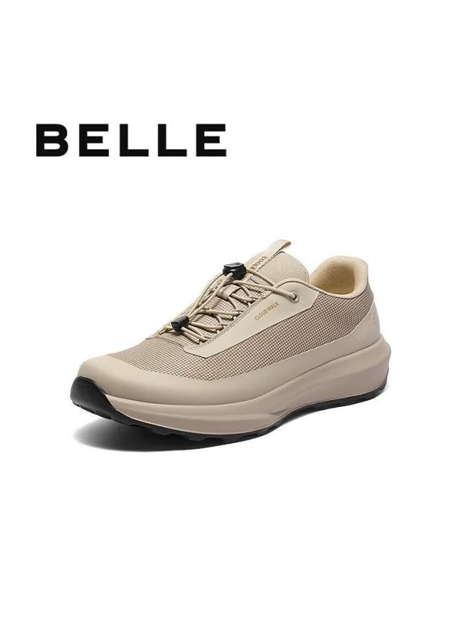 Belle Men's Thick-soled Walking Shoes Summer Height Increase 4cm Outdoor Casual Sports Shoes A2122 Elegant Apricot/single Lining Size 39 - Image 1
