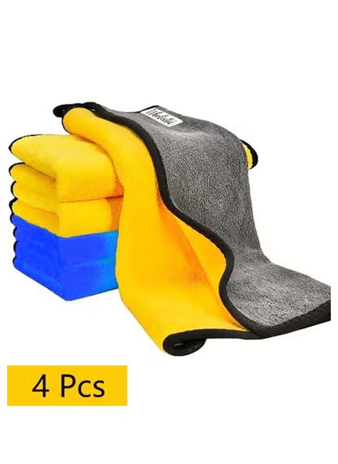 Bukela Car Drying Towels 4 Pack, Ultra Thick Plush Microfiber Cleaning Towels Super Absorbent Quick Drying Cloth– Washable & Reusable for Home, Car Wash, Windows, Kitchen 30 x 40 cm (2 Yellow, 2 Blue)  - Image 1