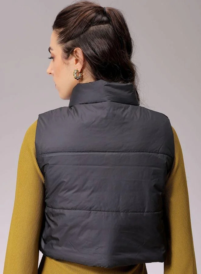 Freehand Women Regular Fit Solid Quilted Jacket