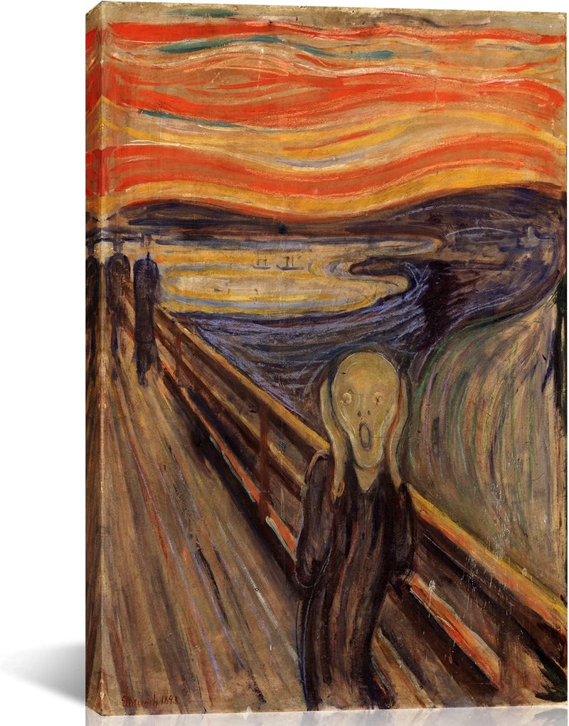 GLOKAKA The Scream by Edward Munch World's Famous Paintings Reproduction Canvas Print Wall Art for Home, Living Room, Office Decoration Ready to Hang (The Scream, 24"x36"(60x90cm)) - Image 1
