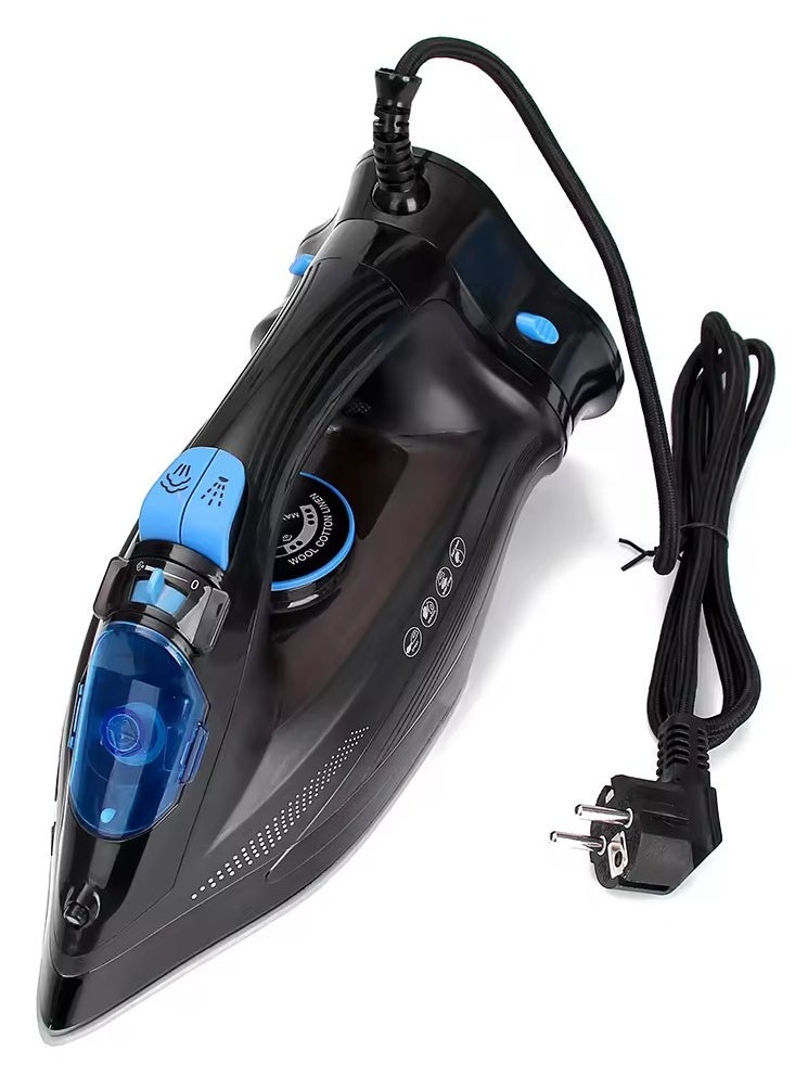 Steam Iron with Ceramic Soleplate, 380ml Water Tank, Powerful Steam Burst, Adjustable Thermostat, Shockproof Body,  Steam Vents for Even Heat Distribution, 380 ml 2400 W IN301 Black