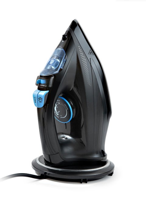 Steam Iron with Ceramic Soleplate, 380ml Water Tank, Powerful Steam Burst, Adjustable Thermostat, Shockproof Body,  Steam Vents for Even Heat Distribution, 380 ml 2400 W IN301 Black