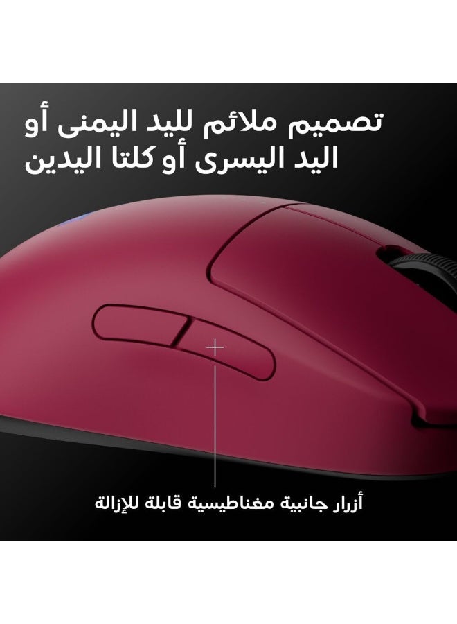 Logitech G PRO 2 LIGHTSPEED Wireless Gaming Mouse, Right- or Left-Handed Mouse with up to 4 Customisable and Switchable Magnetic Side Buttons, 44K DPI Sensor, USB-C Charging, for PC/Mac - Magenta - Image 2