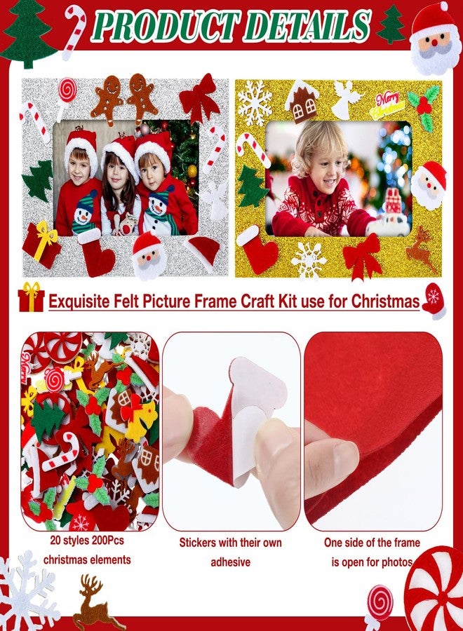 فيرايكل مجموعة إطارات صور عيد الميلاد للأطفال مكونة من 232 قطعة، 32 إطارًا للصور من اللباد مع رقاقات ثلج لتزيين عيد الميلاد مع 200 ملصق رغوي لهدايا الحفلات والفصول الدراسية المنزلية (رقاقات ثلج) - Image 5