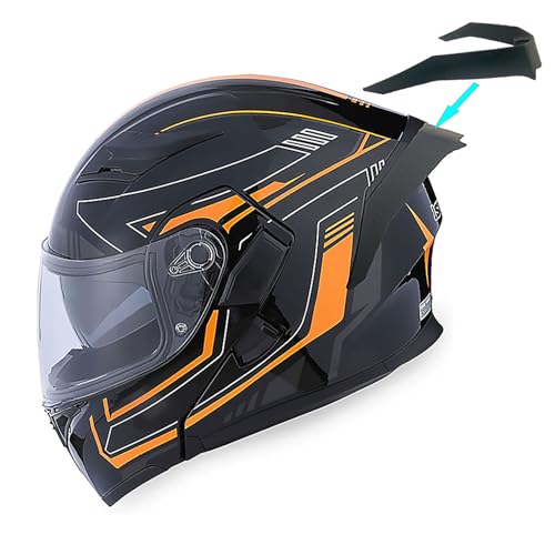 1Storm Motorcycle Modular Full Face Helmet Flip up Dual Visor Sun Shield: HB89 Arrow Orange - Image 1