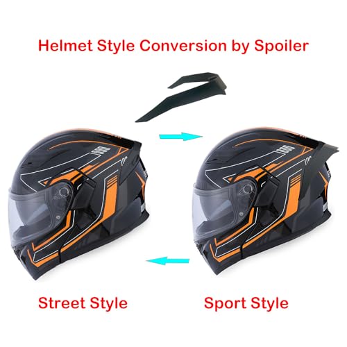 1Storm Motorcycle Modular Full Face Helmet Flip up Dual Visor Sun Shield: HB89 Arrow Orange - Image 4