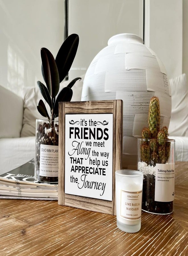 XJCUG Friend Decor Sign, Friendship Gift, Box Wood Plaques Desk Décor, Friend Quotes Wood Sign, Rustic Friend Signs for Home Decor, It's The Friends We Meet Along The Way Help Us Appreciate The Journey - Image 5