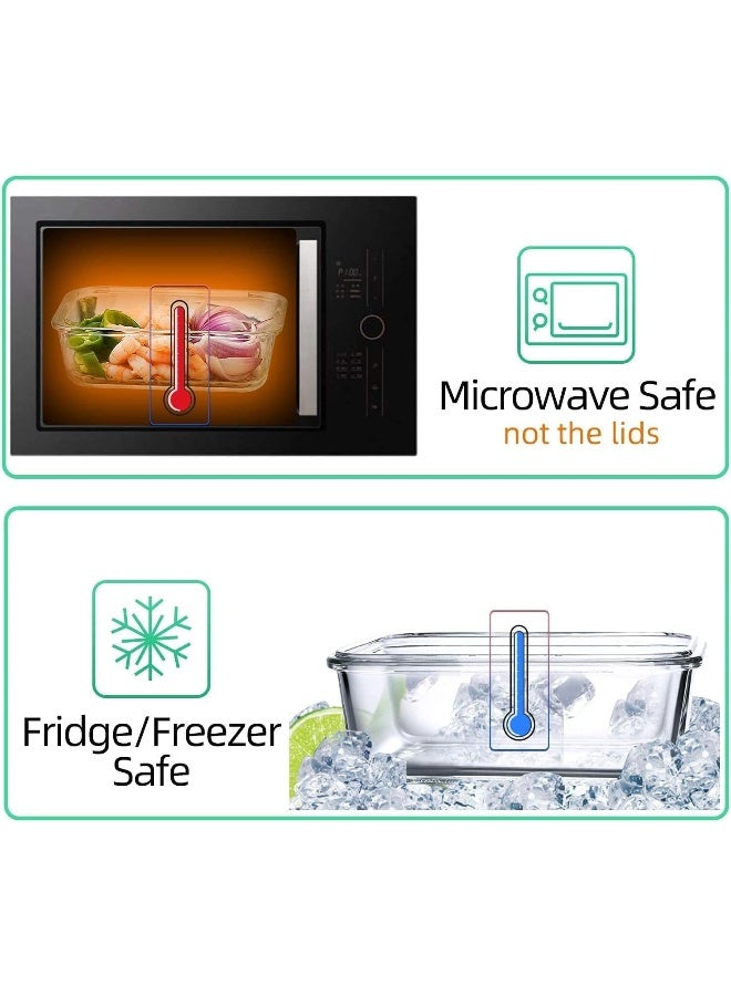 Mondex حاوية تخزين طعام زجاجية مربعة سعة 550 مل مع غطاء أزرق - Image 5