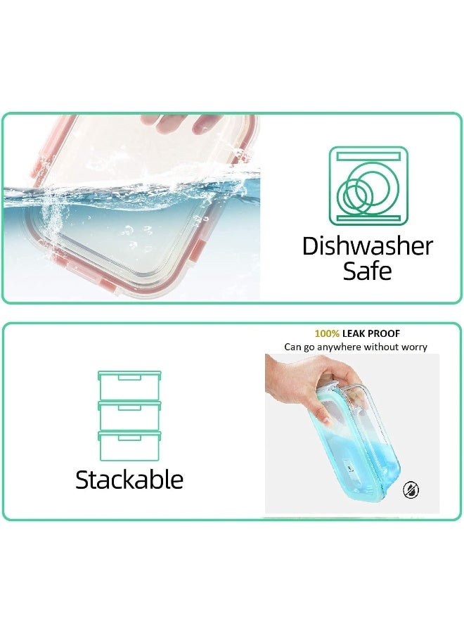 Mondex حاوية تخزين طعام زجاجية مربعة سعة 550 مل مع غطاء أزرق - Image 4