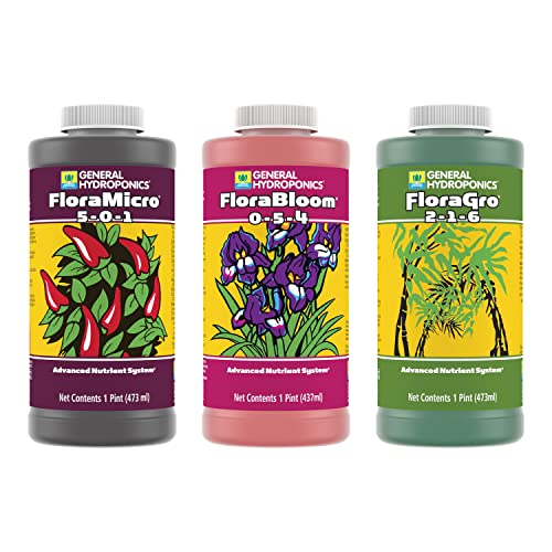 General Hydroponics FloraSeries Hydroponic Nutrient Fertilizer System with FloraMicro, FloraBloom and FloraGro, 1 pt. - Image 1