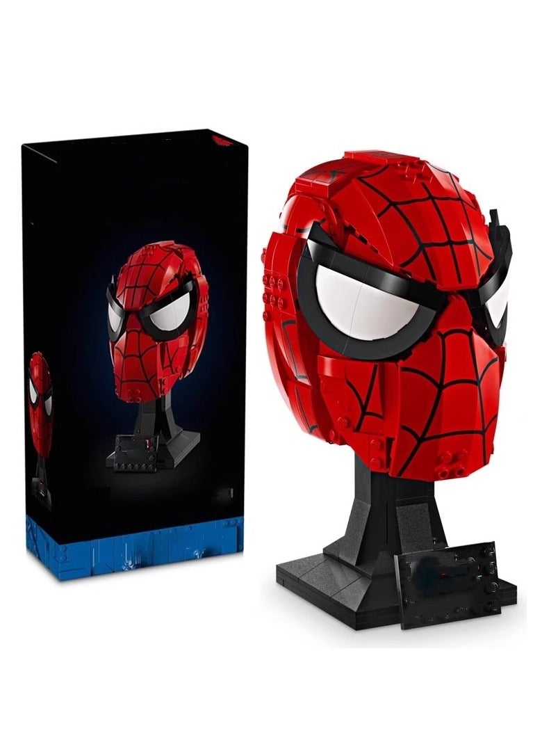 Spider Warrior mask helmet model assembled small particles building block toys, creative building block model for children and Marvel fans - Image 4