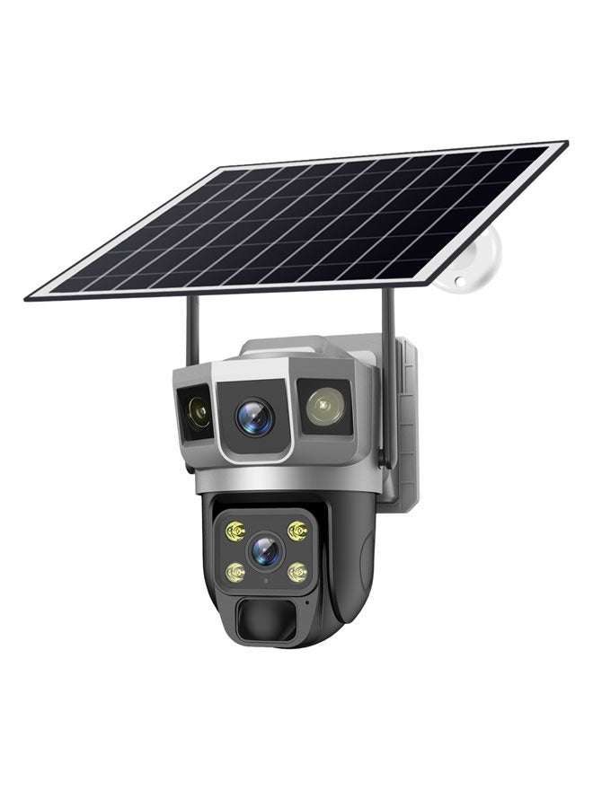 3-Screen Dual-Lens 360° 4G Wireless Security Camera with Solar Power, Night Vision, Dual-Light Source, Mobile Remote Monitoring for Indoor & Outdoor Home and Office Surveillance - Image 1
