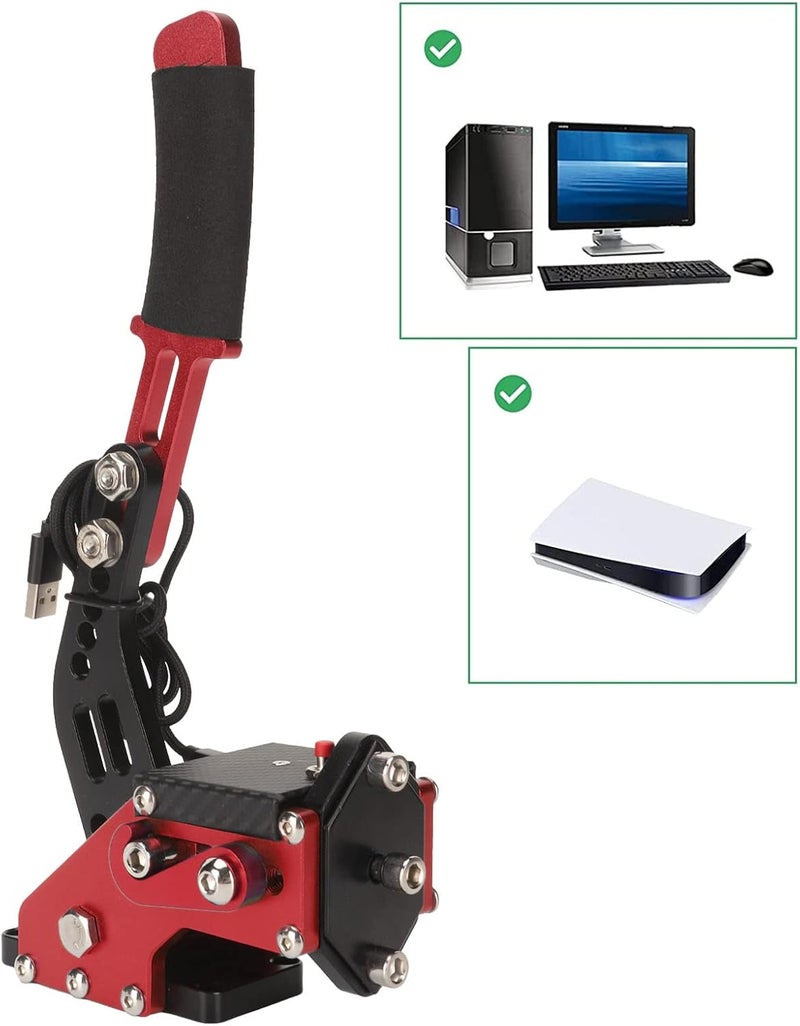 klarako Sim Handbrake, Impact Resistant Universal USB Handbrake 64 Bit 2 in 1 for T300 for G27 G25 (Red) - Image 1
