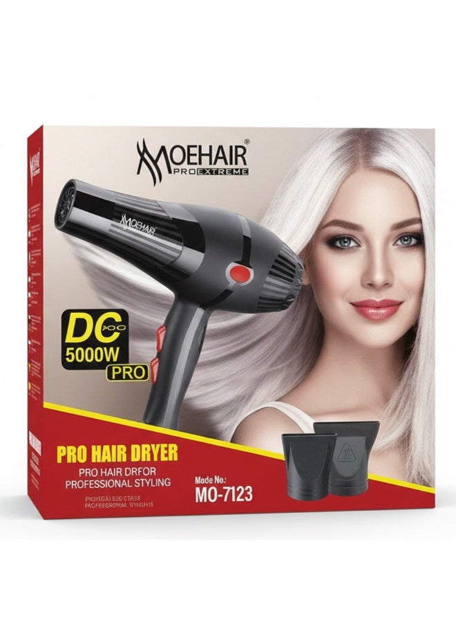 MoeHair MO-7123 Professional Hair Dryer for Women, 5000W High Power with Ionic Care, 3 Heat & 2 Speed Settings, Hot Warm & Cool Air, Overheat Protection, Long Rotating Cord for Home & Salon Use - Image 3