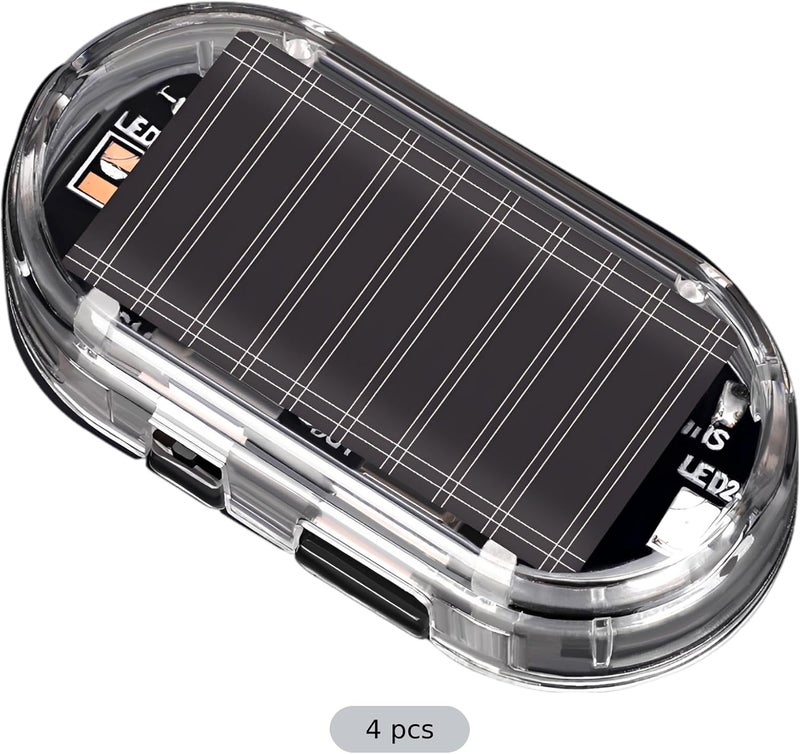 4 قطع من ضوء الإنذار المزيف للسيارة، يعمل بالطاقة الشمسية مع حساس، وميض LED أحمر مضاد للسرقة وهمي، تركيب لاسلكي - Image 3