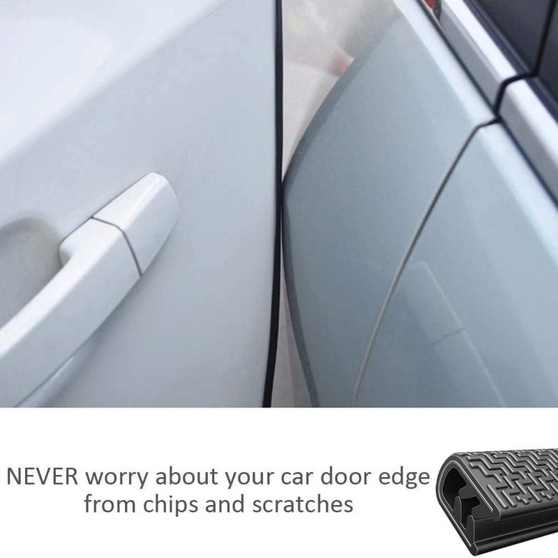 AutoBizarre Black Anti-Scratch Anti-Collision Heavy Duty Edge Guard Door Protection U Shape Edge Trim Rubber Seal Protector Rubber Clips Fit for All Cars - 5 Meters - Image 2