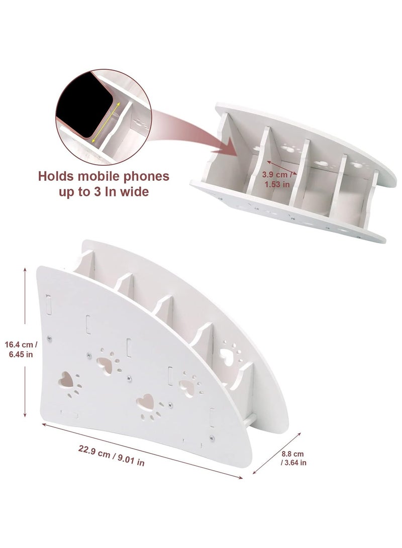 TPGP White Remote Control Holder Caddy Organizer Plastic-Wood TV/Fan - Image 2
