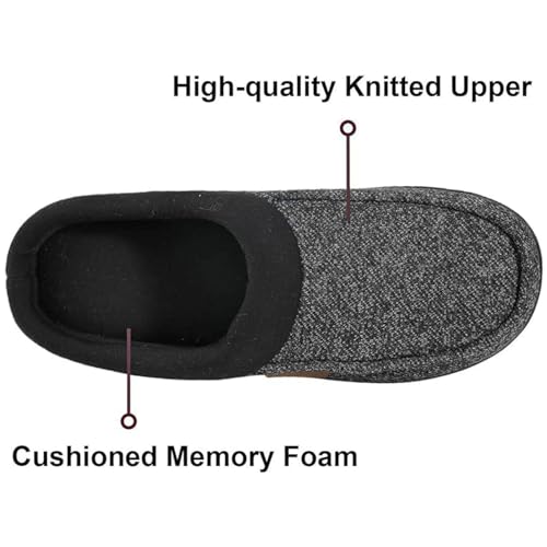 ULTRAIDEAS Men's House Slippers, Indoor Outdoor House Shoes with Non-slip Rubber Sole, Summer Breathable Cotton Blend & Winter Warm Fuzzy Moccasin Slippers, Machine Washable Memory Foam, Gift for Father(Black/Gray, 10.5) - Image 4