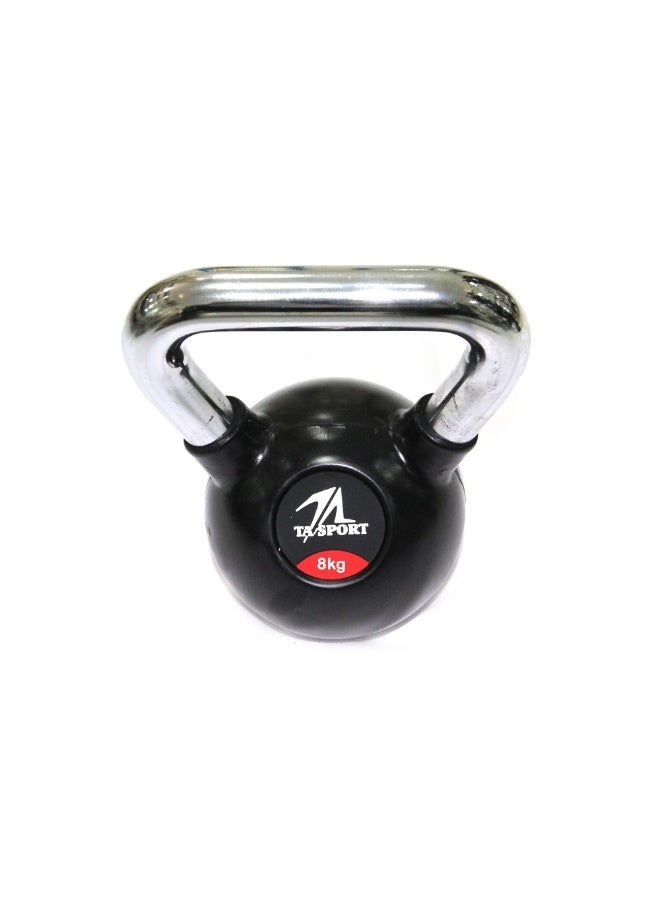 TA SPORT Black Rubber Kettlebell 8KG with Chrome Handle GL1207ATA – Strength & Functional Training Weight - Image 2
