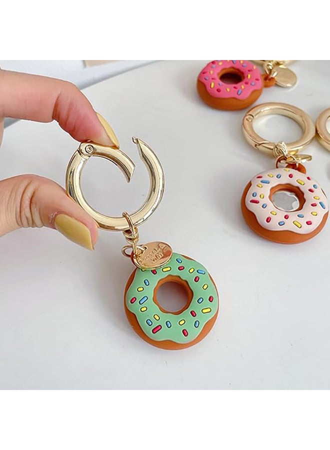 O Ozone O Ozone 2 Pack Silicone AirTag Case with Keychain |Cute Donut Design Protective Holder with Anti-Lost Clip, Anti-Drop Scratch-Resistant AirTag Accessories for Kids, Pets, Backpacks, Luggage- Pink & Green  - Image 4