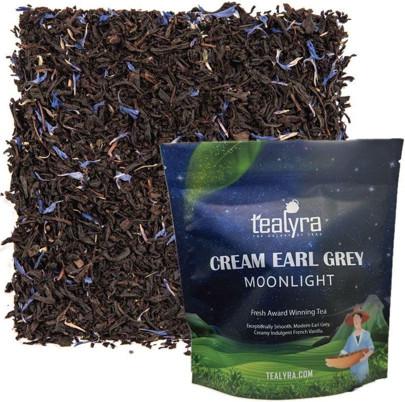 Tealyra Cream Earl Grey Moonlight - Luxurious Loose Leaf Black Tea with Citrusy Bergamot and French Vanilla - 200g - Image 1