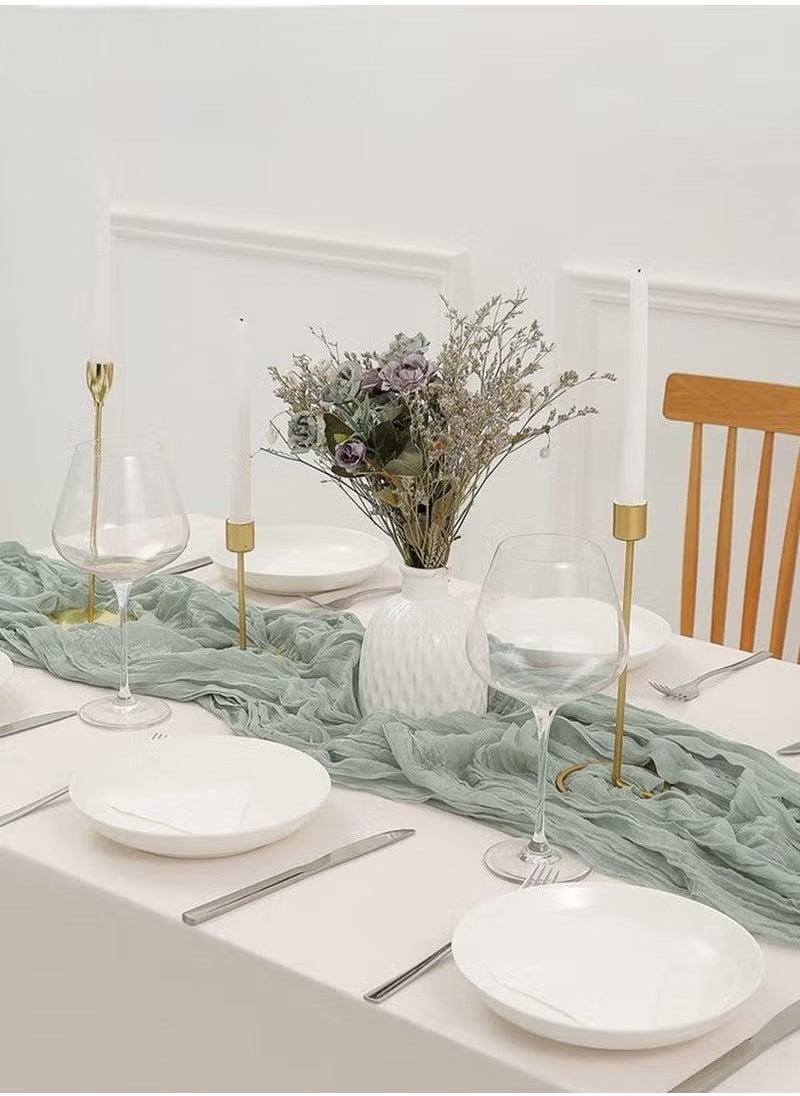 4m Cheesecloth Table Runner, Green Wedding Table Runner, 90x400 cm Boho Gauze Table Runner, Rustic Sheer Table Decor