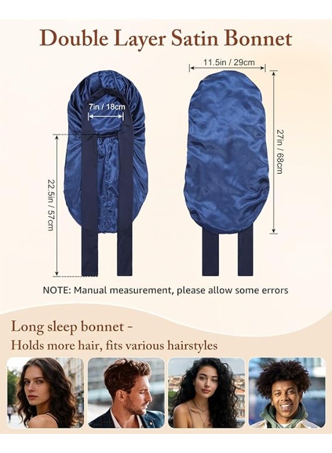 womens Double Layer Long Satin Bonnet Long Satin Bonnet (pack of 1) - Image 2