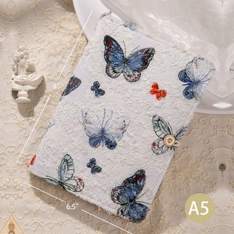 ipoul A5 Binder, 6 Ring Binder, Refillable Journal, Butterfly Notebook, Embroidered Journal, Budget Binder, 6"x8" Unlined Paper, Sketchbook, Travelers Journal, Butterfly Gifts, Planner Binder, White - Image 2
