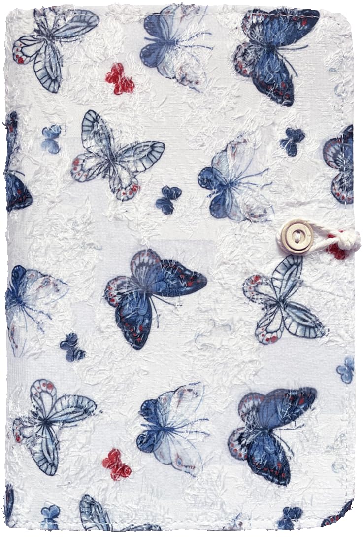 ipoul A5 Binder, 6 Ring Binder, Refillable Journal, Butterfly Notebook, Embroidered Journal, Budget Binder, 6"x8" Unlined Paper, Sketchbook, Travelers Journal, Butterfly Gifts, Planner Binder, White - Image 1