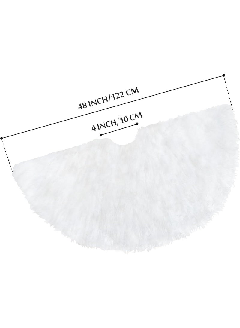 تنورة شجرة عيد الميلاد مادريجال 48 بوصة، زينة تنورة شجرة عيد الميلاد من الفرو الصناعي، تنورة بيضاء من القطيفة لحفلة عيد ميلاد سعيد، زينة شجرة عيد الميلاد - Image 2