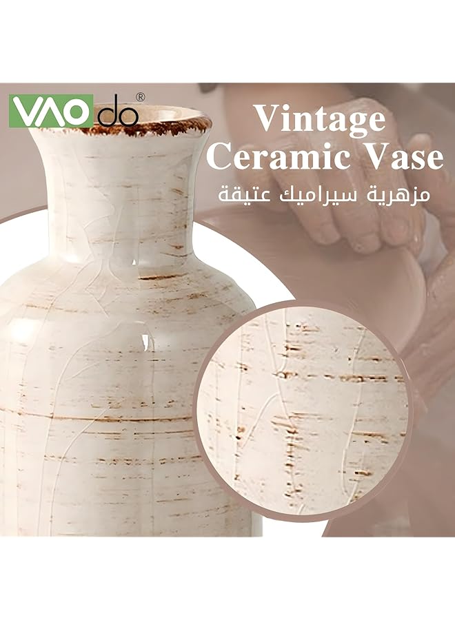 إيروريكس 3 قطع مزهرية ريترو أرز أبيض مزهرية سيراميك على الطراز البوهيمي مزرعة حديثة ديكور غرفة المعيشة المنزلية مناسبة لطاولات الطعام غرف النوم المكتب غرفة المعيشة الموقد الديكور المركزي - Image 5