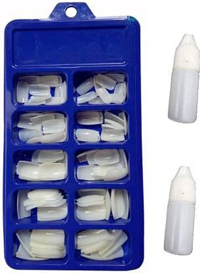 LIGAMENT Artificial Nails Set With Glue Acrylic fake / False Nails Set Of 100 Pcs and Artificial And 3gm glue WHITE (Pack of 100) - Image 2