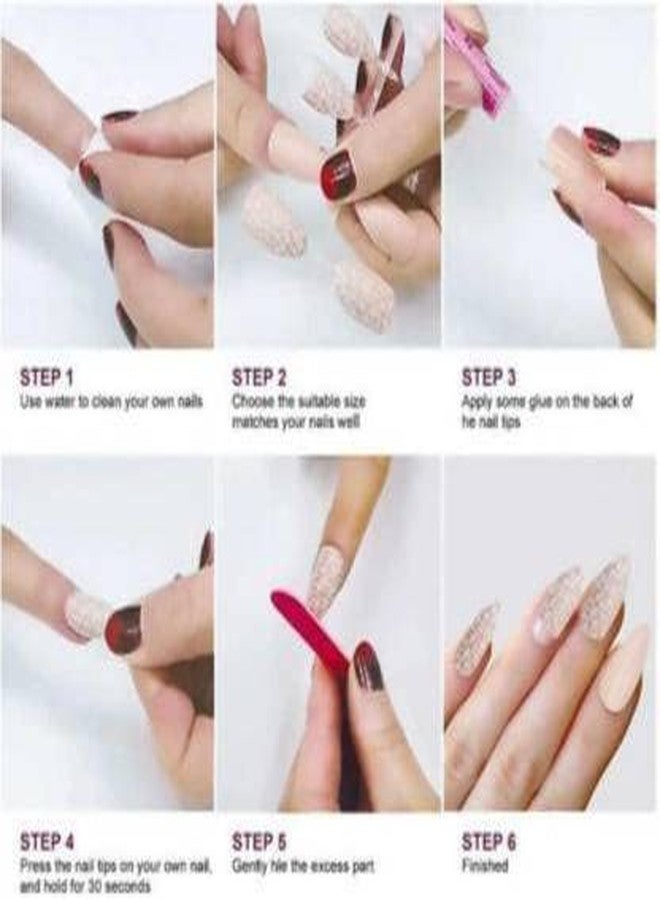 LIGAMENT Artificial Nails Set With Glue Acrylic fake / False Nails Set Of 100 Pcs and Artificial And 3gm glue WHITE (Pack of 100) - Image 4
