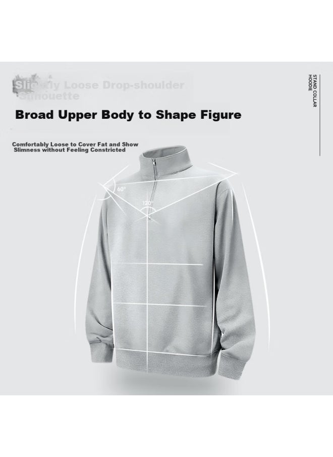 Miniso Miniso Half Zip Hoodie Men's Heavyweight Stiff Autumn New Men's Fashion Brand Stand-up Collar Loose Jacket Navy Blue M  - Image 5