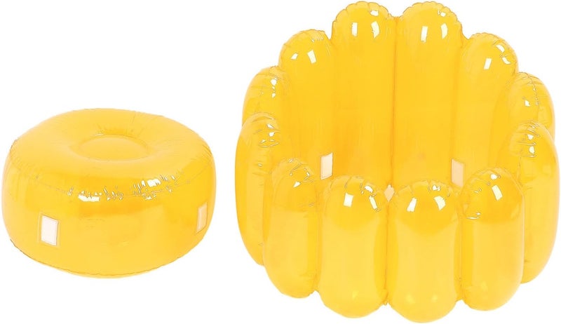 TOPINCN Transparent Inflatable Sofa Seat Blow up Chair PVC Transparent Candy Color Portable Outdoor Blow Up Couch Seat for Home Living Room Bedroom Casual (Yellow) - Image 1