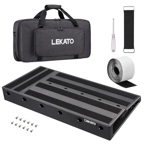LEKATO Guitar Pedal Board, Pedal Board 22"x11"x2.8", Guitar Effects Pedalboard, Built-in Compartment for Power Supply, Pedalboard with Carry Bag and Mounting Tape - Image 1