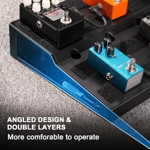 LEKATO Guitar Pedal Board, Pedal Board 22"x11"x2.8", Guitar Effects Pedalboard, Built-in Compartment for Power Supply, Pedalboard with Carry Bag and Mounting Tape - Image 4