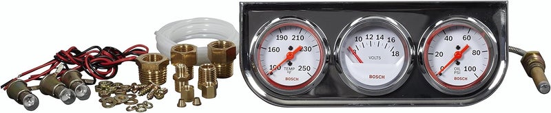 BOSCH SP0F000046 Style Line 2" Triple Gauge Kit (White Dial Face, Chrome Bezel) - Image 2
