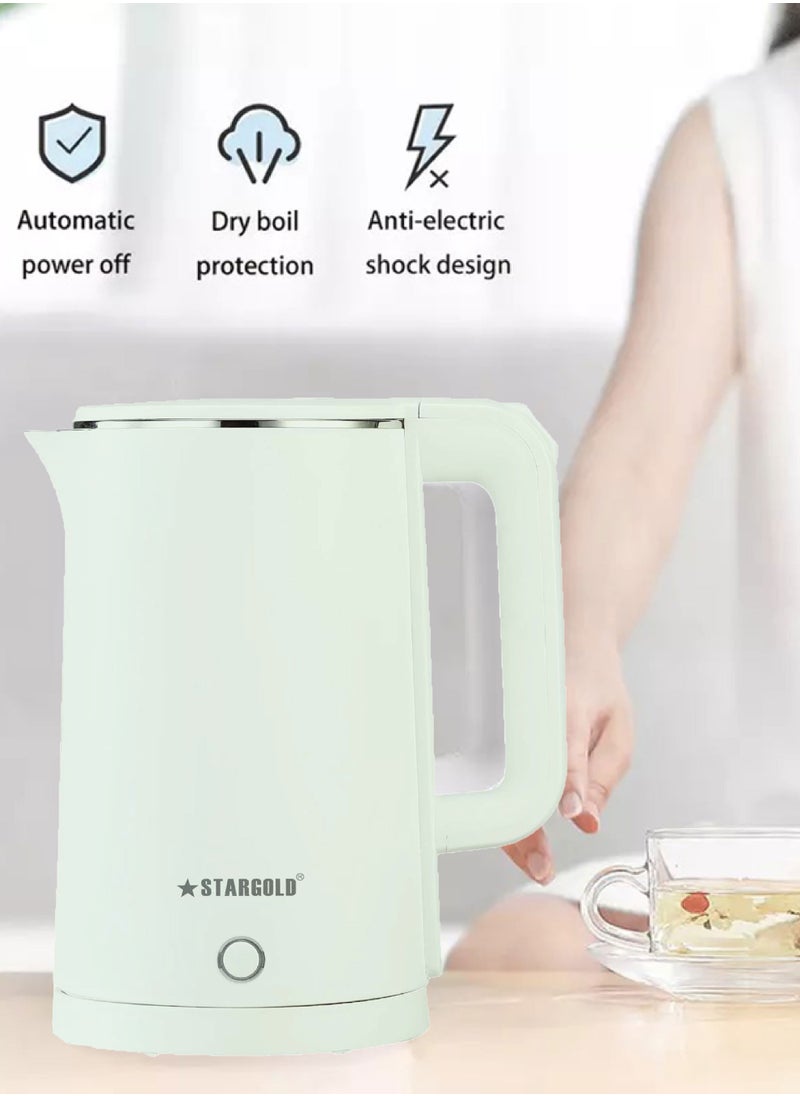 Stargold 1.8 Liter Electric Kettle 1500W High-Grade Stainless Steel Heating Plate 360° Turnable Base With Automatic Turn-Off  - Image 2
