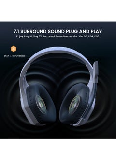 EKSA EKSA E1000WT Wireless Gaming Headset, 2.4GHz USB Gaming Headphones with Microphone for PC, PS5, PS4, Nintendo Switch, 7.1 Surround Sound Gaming Headset, RGB Light  - Image 3